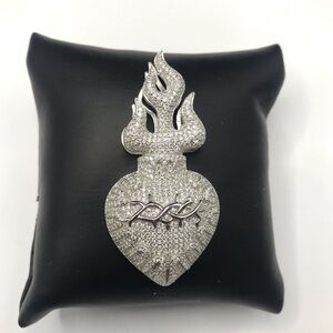 925 Sterling Silver 7.40CT MOISSANITE Flame heart Men’s Pendant